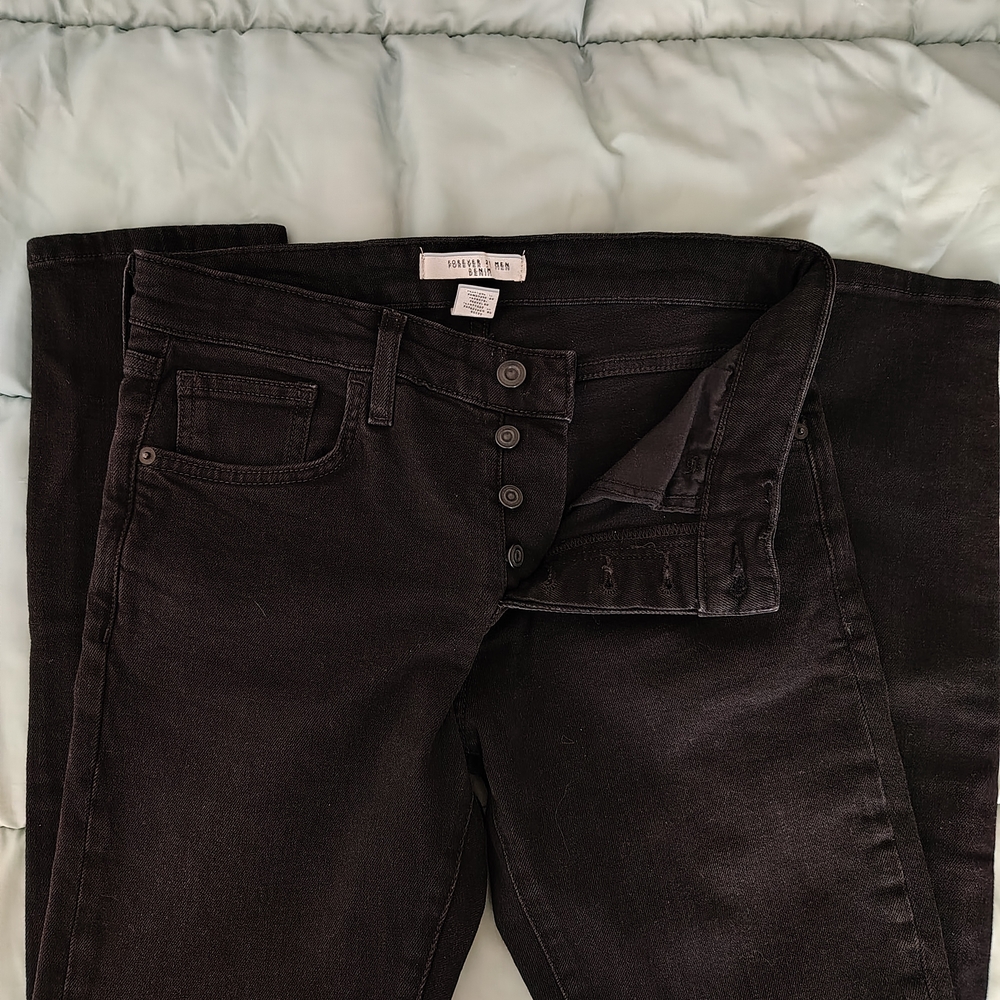 Forever 21 High Rise Black Button Fly Jeans